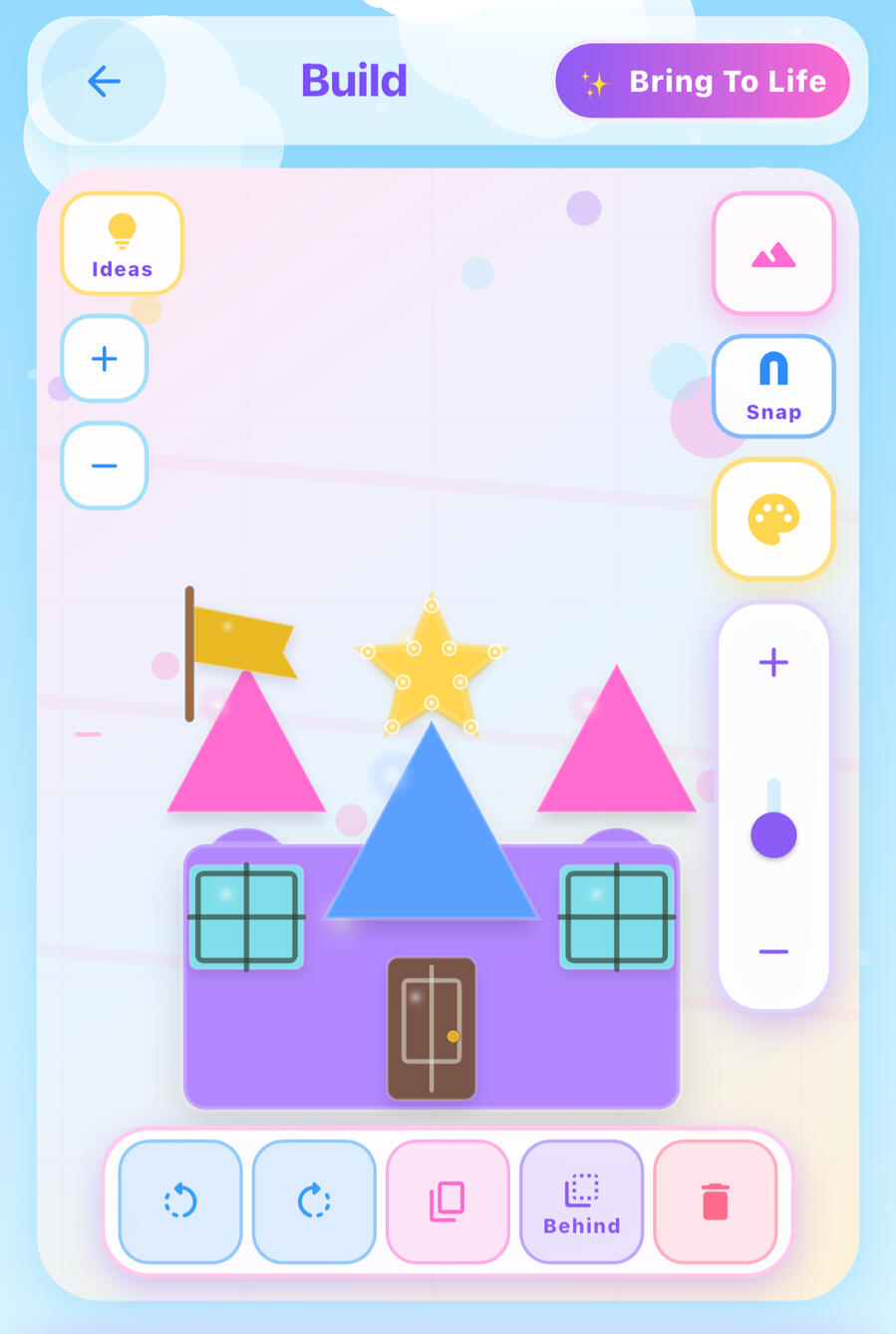 A creation being built in TinkSnap